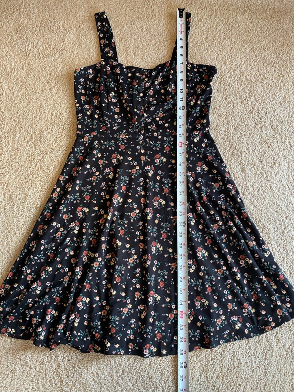 nine britton Black Mini Dress with Floral Print - Picture 2 of 6